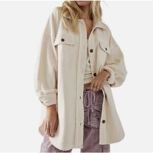 Free People NEW Ruby Jacket Champagne Dreams Womens Shacket Jacket Medium NWT